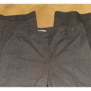 New York & Company Stretch Gray Pinstriped Trousers Women size 14 Tall